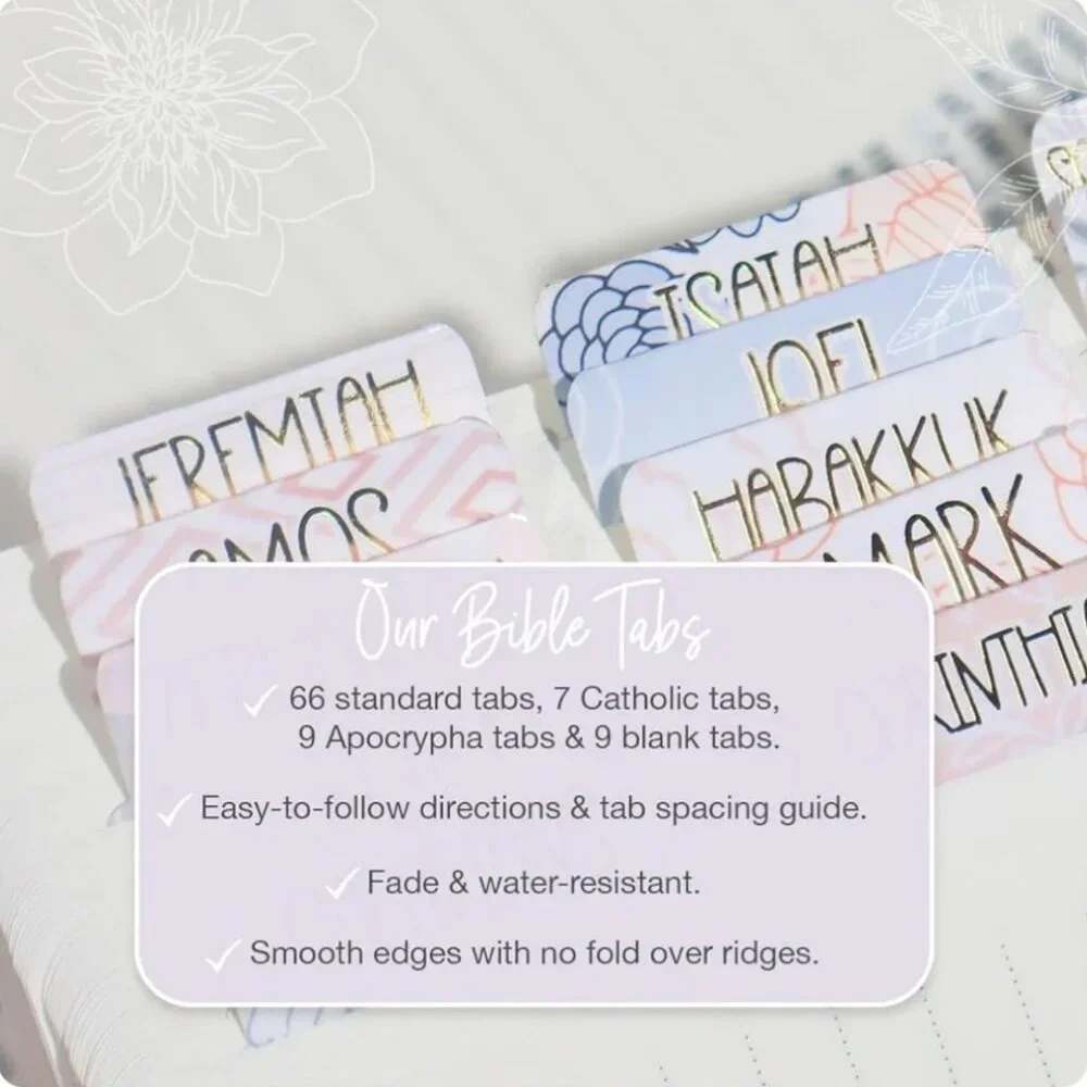 Bible Tabs, Gold Foil Lettering, Laminated